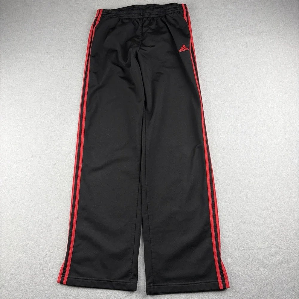 Vintage 2001 adidas 3 Stripe Track Pants Men's Medium Black Red Y2K Wide Leg